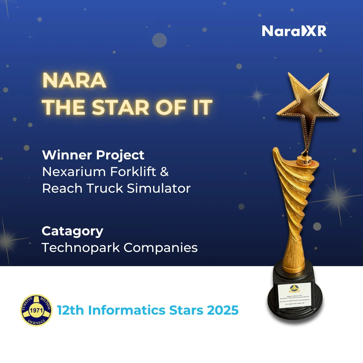 NaraXR, 12. Bilişim Yıldızları Ödülleri’nde Yerli ve Özgün Proje Kategorisinde Birinci Oldu